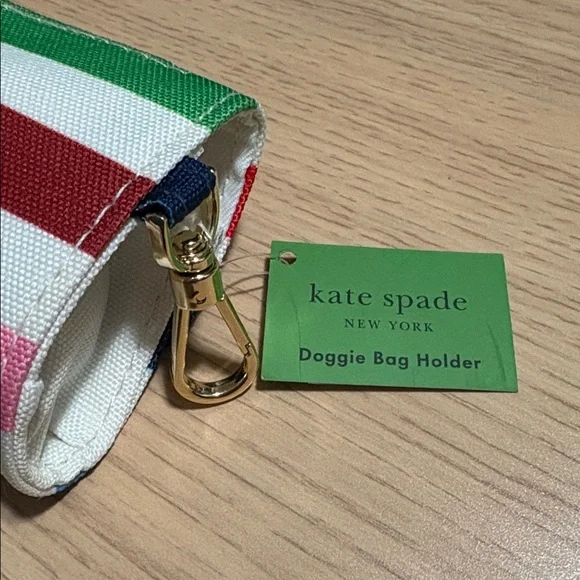 Kate Spade Striped Doggie Bag Holder with Gold Clip - Picture 2 of 6